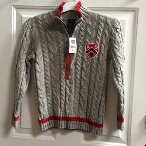 💕 new GAP kids girls Gray 3/4 Zip Knit sweater 8